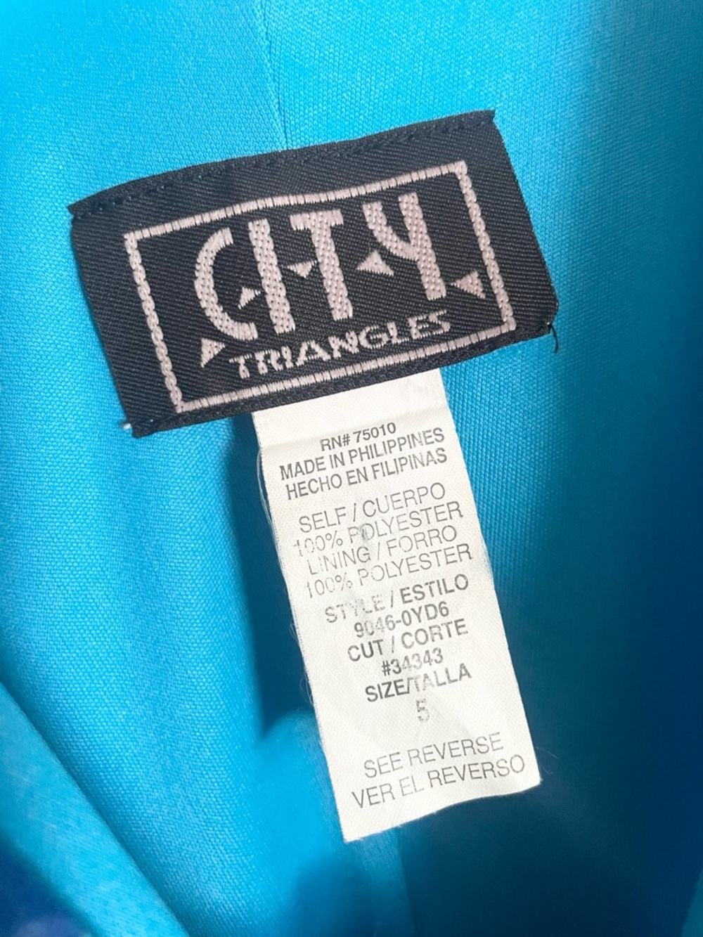VTG Y2K 90s City Triangles Bias Cut Floral Whimsical Midi Dress in Blue, sz S - Picture 6 of 6